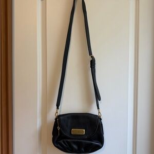 Marc by Marc Jacobs Black Leather Crossbody Bag with Gold Hardware